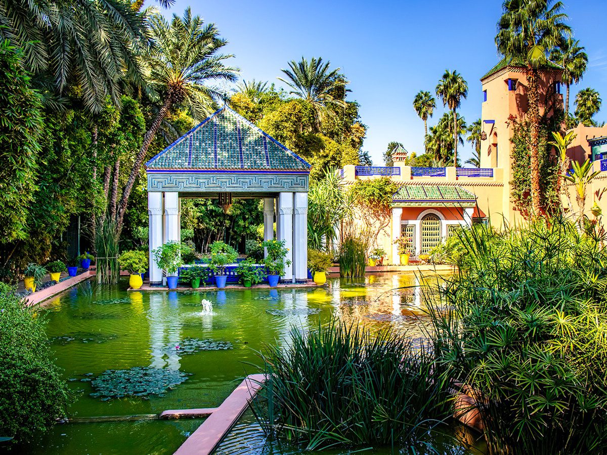 Jardin Majorelle colorful pots and garden